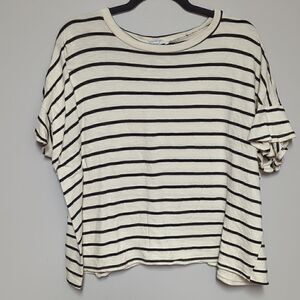 Kayleigh White and Black Striped Blouse